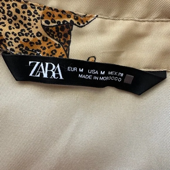 Zara Cheetah Button Down Satin Top - Picture 6 of 6